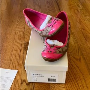 BRAND NEW AND NEVER WORN pink coach dannie flats